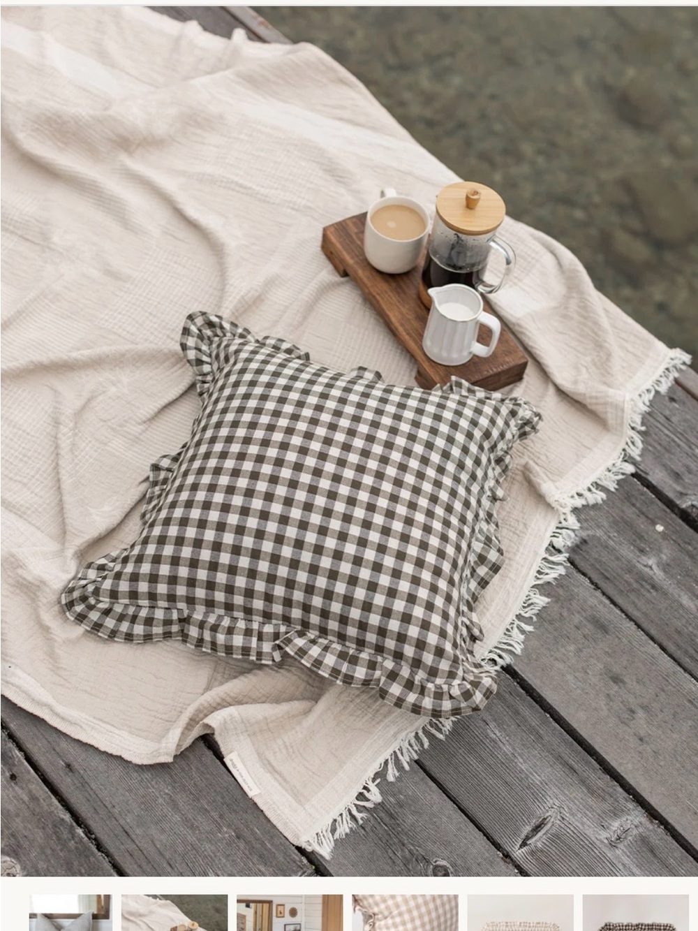 Gingham Ruffle Throw Pillow Cover - the jilly box